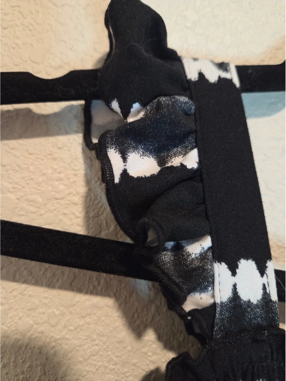 Wonder Nation Black and White Tie-Dye Pattern Dress with Ruffle Straps, Size S